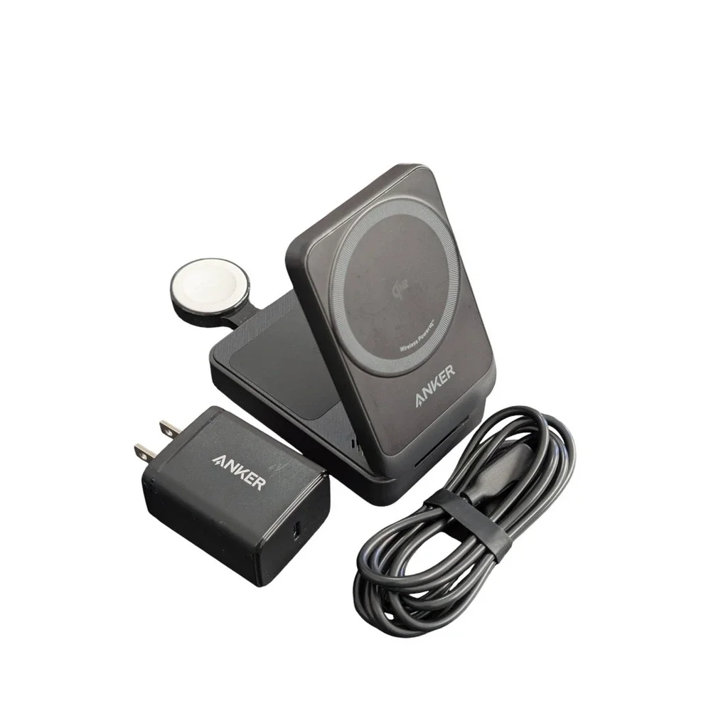 Oo7U Anker MagGo 15W Qi2‎ Foldable Pocket-Sized 3-in-1 Magsafe Charger Black